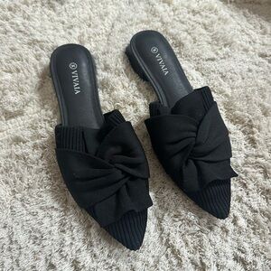 VIVAIA Black Bow Mules for Women